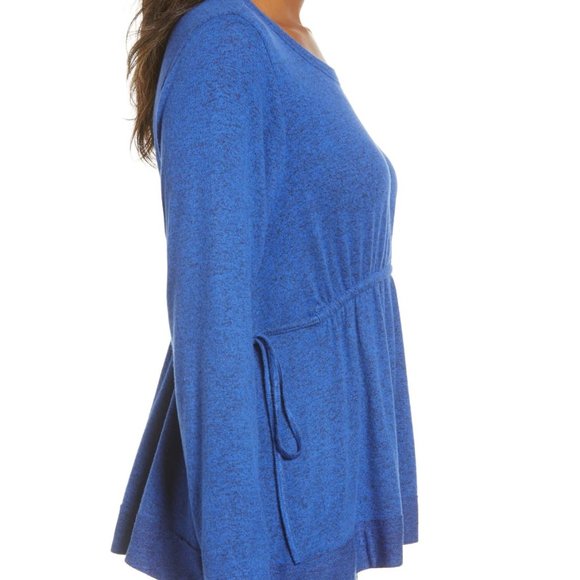 CASLON Blue Long Sleeve Peplum Top Size XS – Soft Knit Adjustable Waist blouse - Picture 3 of 13